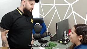 desperate latina milf sucks boss cock deep to save her job cum gulp