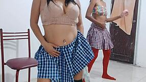 Sexual erotic dance flashes ass at brunette stepsister's house with hot whores shaking