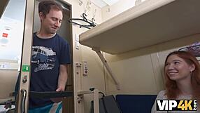 imagine this young redhead teen riding your cock then taking anal right on the train for attention