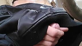 tranny cums hard fooling around in car