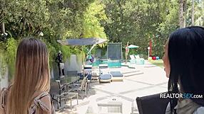 innocent couple sneaks hardcore fuck caught mid home tour threesome