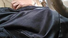 tranny cums hard fooling around in car