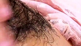 licking her smooth hairy asian pussy in wild threesome