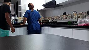 i convince chubby latina employee for kitchen fuck spanking and tit play part 1