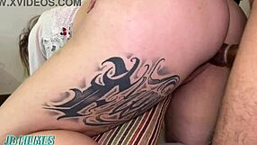 brazilian curvy brunette spreads shaved wet pussy for interracial big cock pounding