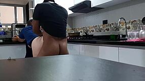 After part 1 i convince the thick latina employee for kitchen fuck round two