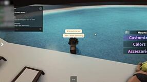 latina by pool sucks three big cocks deep down throat