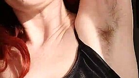 ginnagg's huge hairy pussy lips peek from under slutty skirt