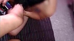 bbw asian slave worships daddy's legs then rides his hard cock deep