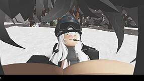 Snowy forest hides blonde's teasing handjob and missionary secrets