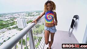 Tiny ebony teen stretched wide by gigantic white cock first time!