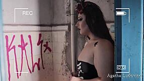 halloween special chubby latina blonde licks big pussy lips in bathroom till squirting orgasm