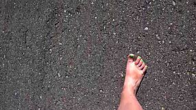 bold curvy milf pawg shows off sexy barefoot legs heels stockings feet fetish compilation pov