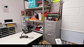 Tiny Blonde Shoplifter Teases Pervcop Over Stolen Goods