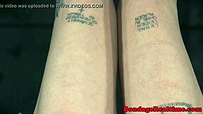 Inked sub chokes on toys while bound master dominates her roughly