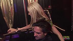 blonde big boobs milf pole dances then takes monster cock facial after hard fuck