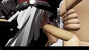 Snowy forest hides blonde's teasing handjob and missionary secrets