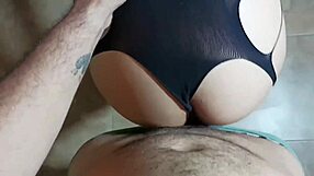 stepsister swallows brother's cock whole at home shaking ass doggystyle moaning wet