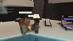 latina by pool sucks three big cocks deep down throat