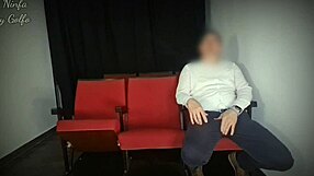 Hard fucking erupts in dark cinema x theater seats