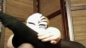 Petite girl teases in pantyhose and lingerie solo