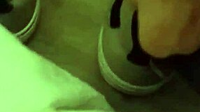 yo dude, wanna watch my friend go wild trashing these sneakers? total fetish fun!