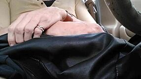 tranny cums hard fooling around in car