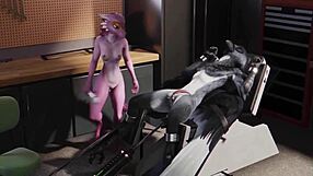 furry bird bound tight milked hard by dominant girl in machine play