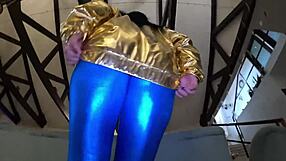 Shiny Cameltoe Teased Before Hard Spanks Deep Blowjobs and Rough Doggy Double Cumshots