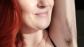 ginnagg's huge hairy pussy lips peek from under slutty skirt