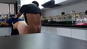 After part 1 i convince the thick latina employee for kitchen fuck round two