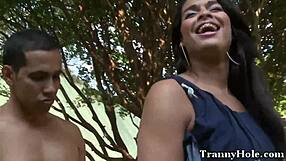 ass fucked shemale tranny takes facial from crossdressing fan