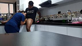 i convince chubby latina employee for kitchen fuck spanking and tit play part 1