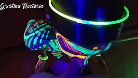 Fucked Wild Slim Brunette Girl Next Door Bent Over in Pulsing UV Light Glow