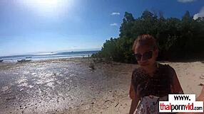 PETITE THAI TEEN CHERRY POUNDED BY HUGE WHITE COCK ON BEACH!