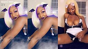 ebony maid cleans house bending in skimpy thong tease