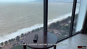 hardcore doggy creampie floods brunette's tight pussy