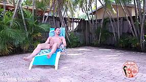 Neighbour's Poolside Tease Builds to Slutty Moaning Vaginal Orgasms