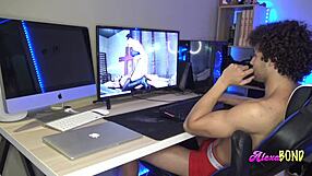 blonde submissive bound in latex gets bdsm ass massage from mistress before cum play