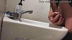 i rest balls on sink stroking monster cock for massive cumshot blast