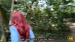 Hunt4k: Redhead Whore Cheats on BF Publicly with Natural Tits Play