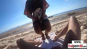 PETITE THAI TEEN CHERRY POUNDED BY HUGE WHITE COCK ON BEACH!