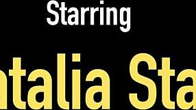 Natalia Starr's Clit Rub Squirts Wildly on Stairs