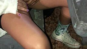 naughty housewife flashes her curves in public square teasing strangers