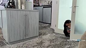 innocent couple sneaks hardcore fuck caught mid home tour threesome