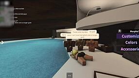 latina by pool sucks three big cocks deep down throat