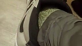 yo dude, wanna watch my friend go wild trashing these sneakers? total fetish fun!