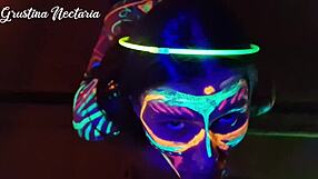 Fucked Wild Slim Brunette Girl Next Door Bent Over in Pulsing UV Light Glow