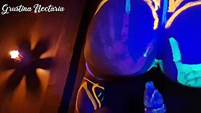 Fucked Wild Slim Brunette Girl Next Door Bent Over in Pulsing UV Light Glow