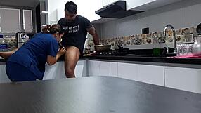 After part 1 i convince the thick latina employee for kitchen fuck round two